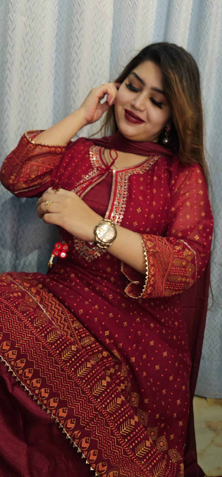 🌙✨ ঈদ স্পেশাল পার্সিয়ান গ্লিটার ডিজাইনার থ্রি-পিস